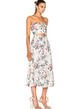 Zimmermann Floral White and Pink Midi Dress
